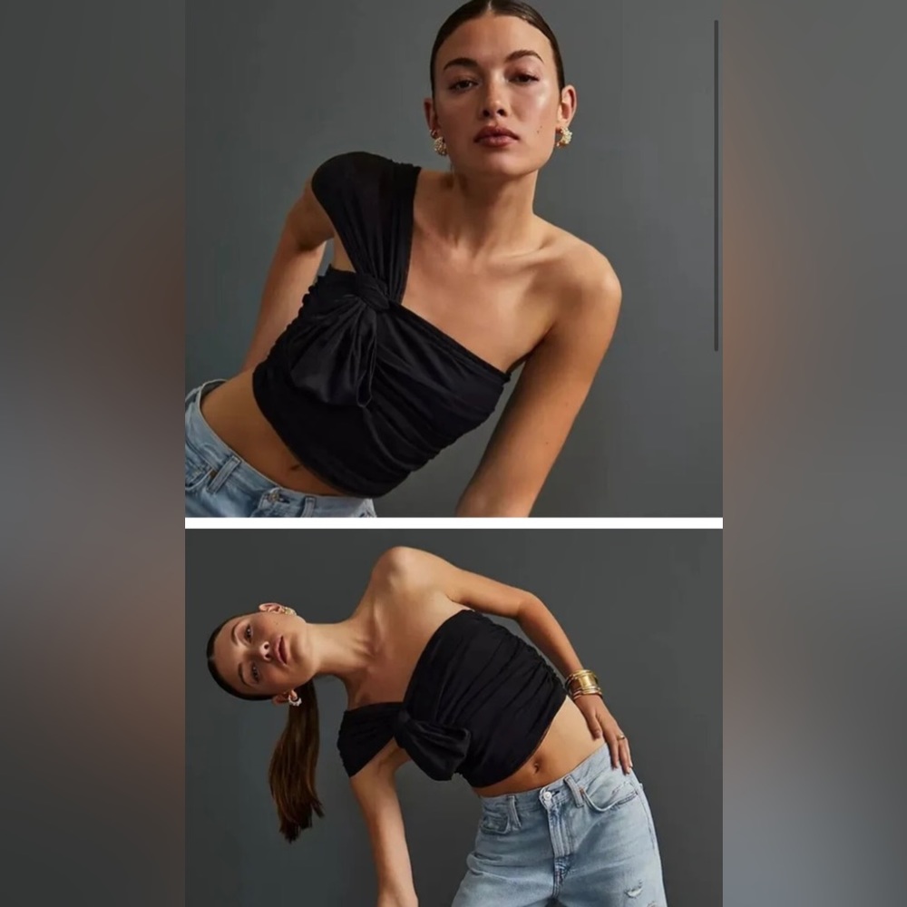 Anthropologie Maeve Black Crop Top